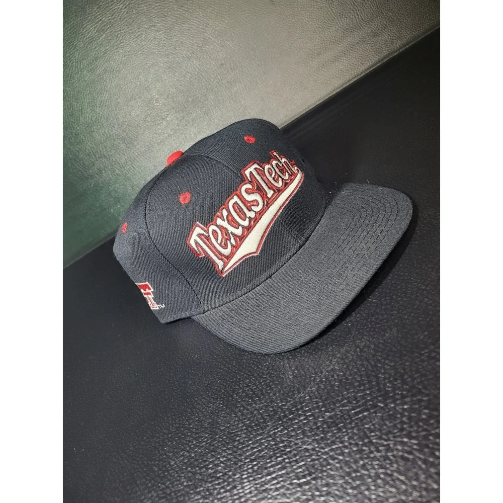 Vintage 1990's Texas Tech Red Raiders Hat Cap Fitted 7‎ 1/2 Black Zephyr Graf-X